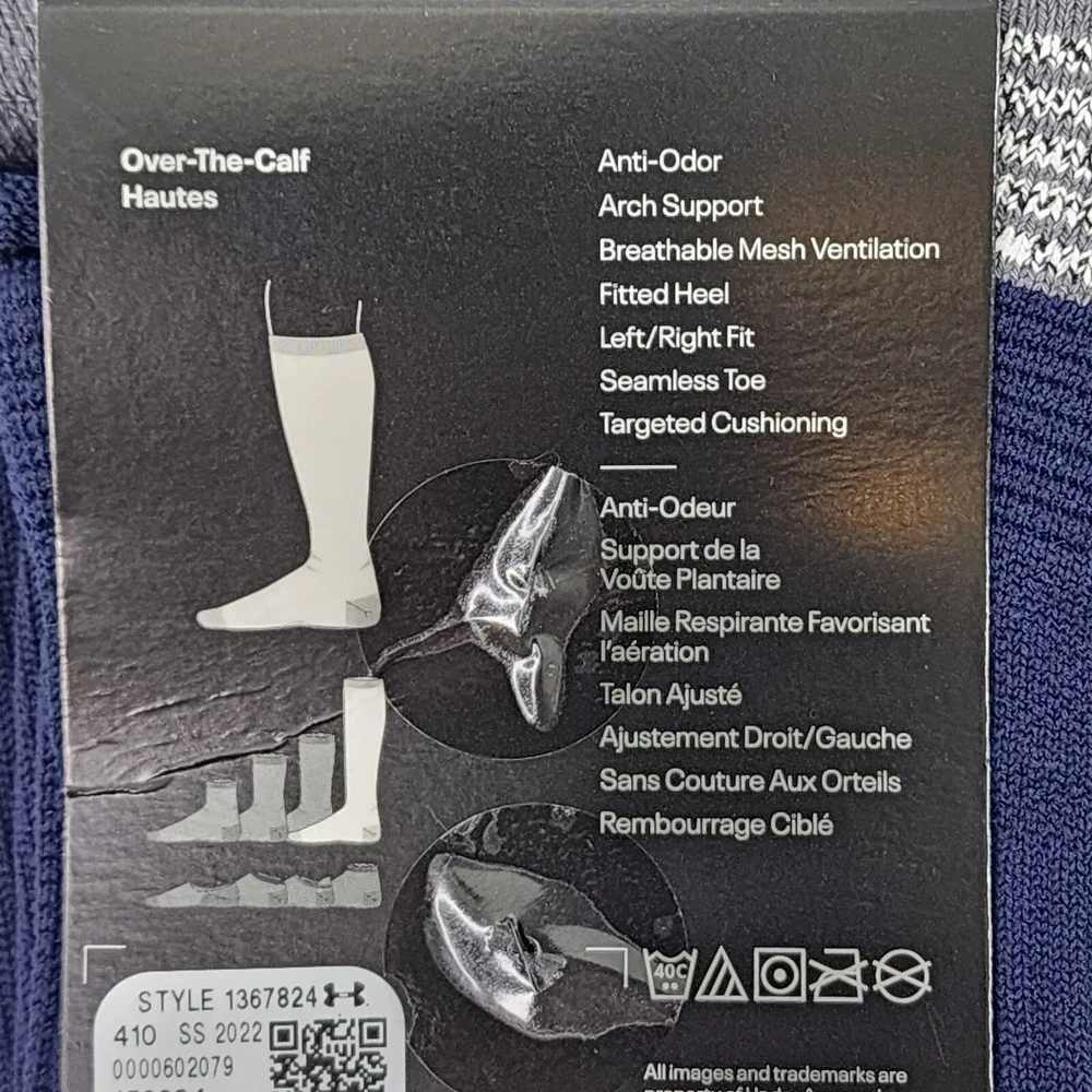 Under Armour Socks Unisex UA Soccer Performance Blue Cushioned Over-The-Calf